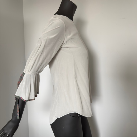 🪽Chloé Silk Blouse with Bell Tie Sleeves - Storm Grey - Size S - Picture 7 of 11